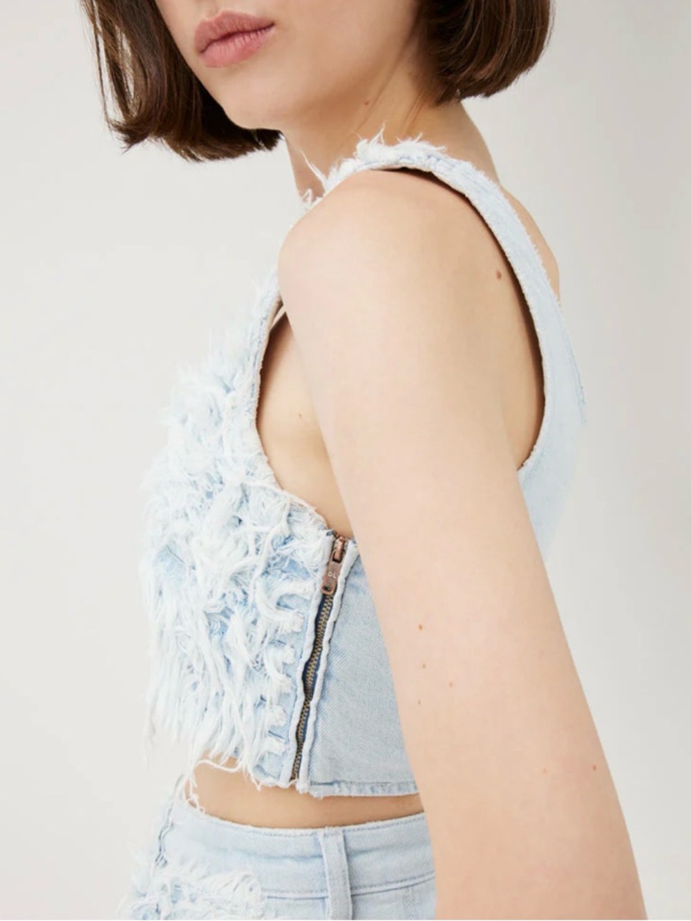 KseniaSchnaider + DL1961 Tank Top in Denim Fur Size L $249 - Picture 2 of 6